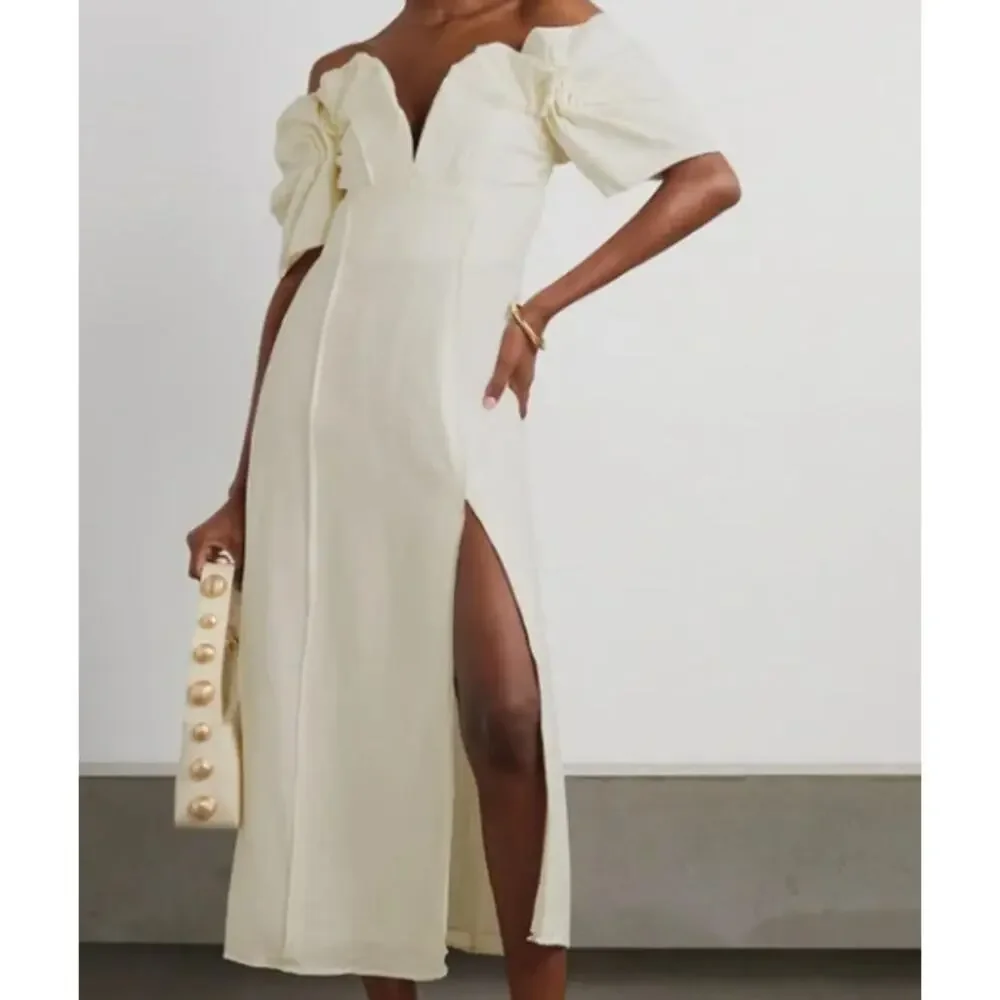 cult gaia cream dress Cult Gaia Jasmin Gown in Off White